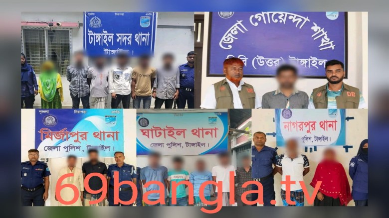 টাঙ্গাইল জেলা পুলিশের অভিযানে মাদকসহ গ্রেফতার ২৭